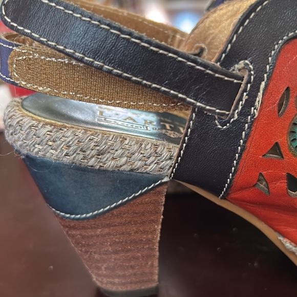 Spring Step L’Artiste Floral Leather SZ 37/6.5-7 Back Strap Heels Shoes - Picture 10 of 10